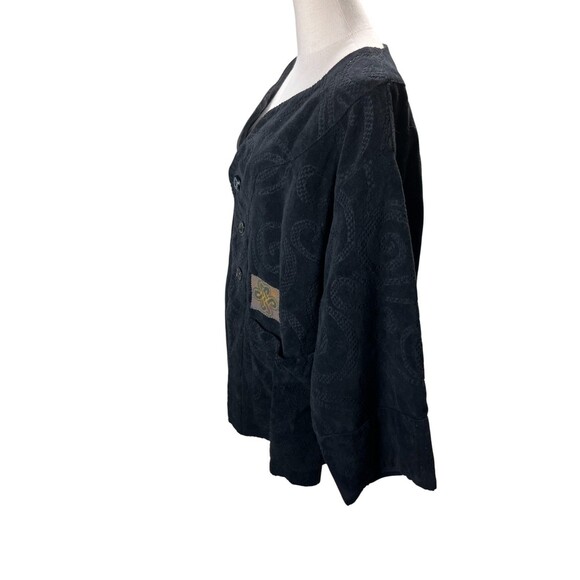 Blue Fish Jacket Women's Size 2 Fits 18 20 22 Black Velvet Paisley - Picture 2 of 6